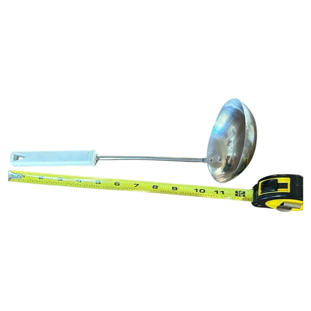 Inox Italy Vintage Stainless Steel Ladle Large White Handle‎ Hang Hole